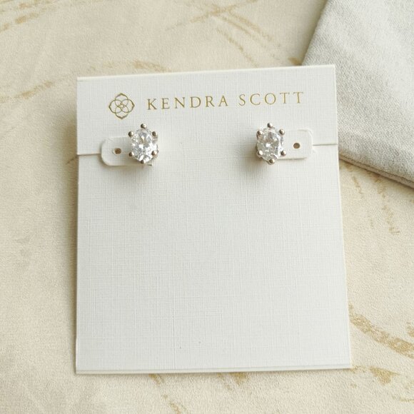 Kendra Scott Jewelry - Kendra Scott Cailin Silver White Crystal Stud Earrings 🎉